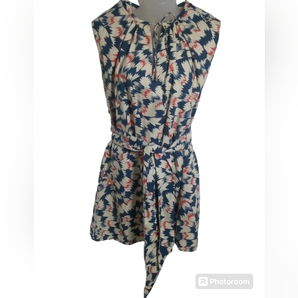 Chufy La Dolce Vita Mara Organic Cotton Multi Color Tie Neck Mini Dress … - Picture 2 of 9